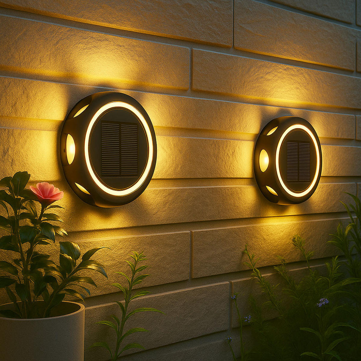 LED AUSSENLEUCHTE Kunststoff Schwarz - Schwarz, Metall (14/14/3.6cm) - Globo Lighting