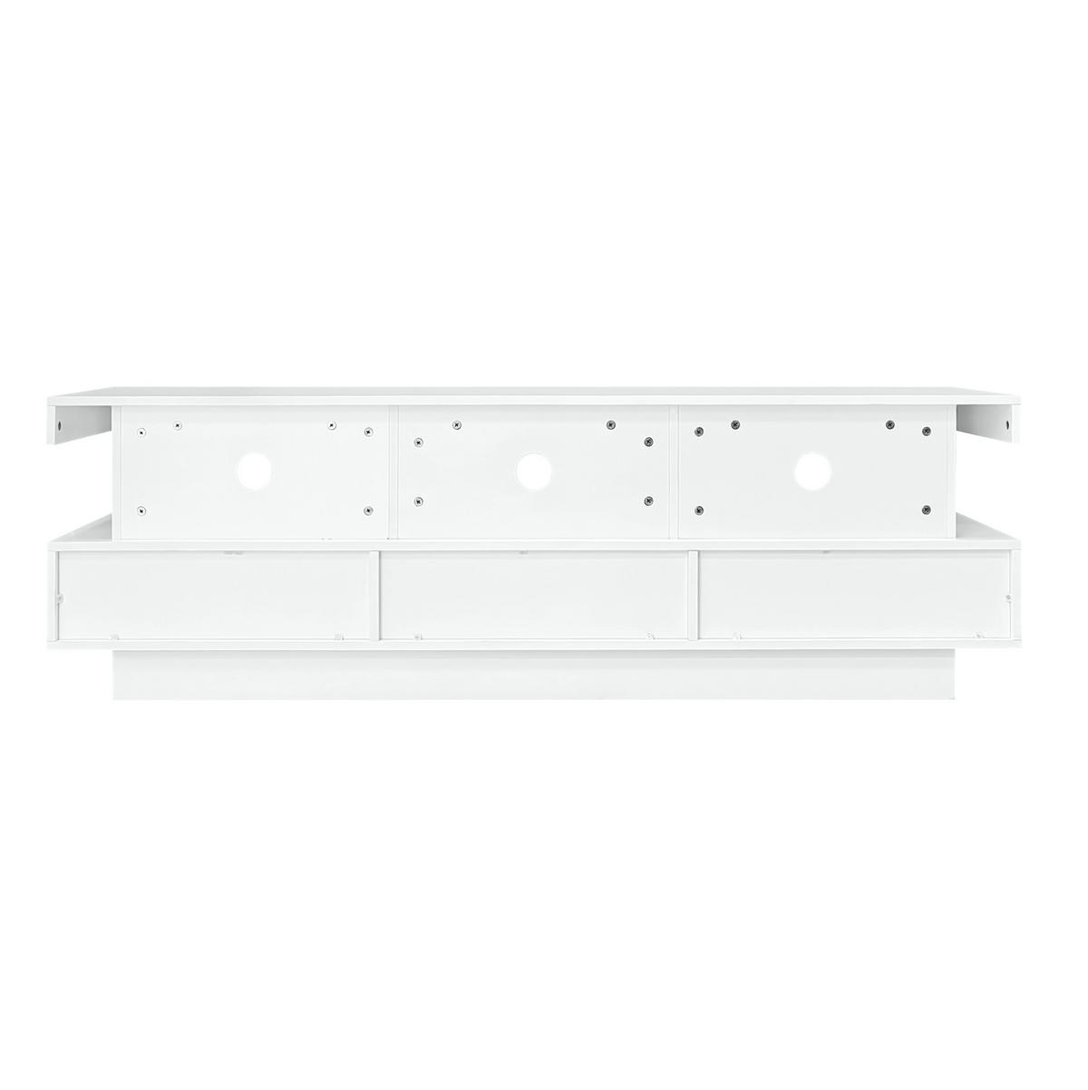 LOWBOARD 160/38/50,5 cm in Weiß Hochglanz mit LED-Beleuchtung und 3 Glasfächern - Weiß, Holzwerkstoff (160/50.5/38cm) - Flora Grace