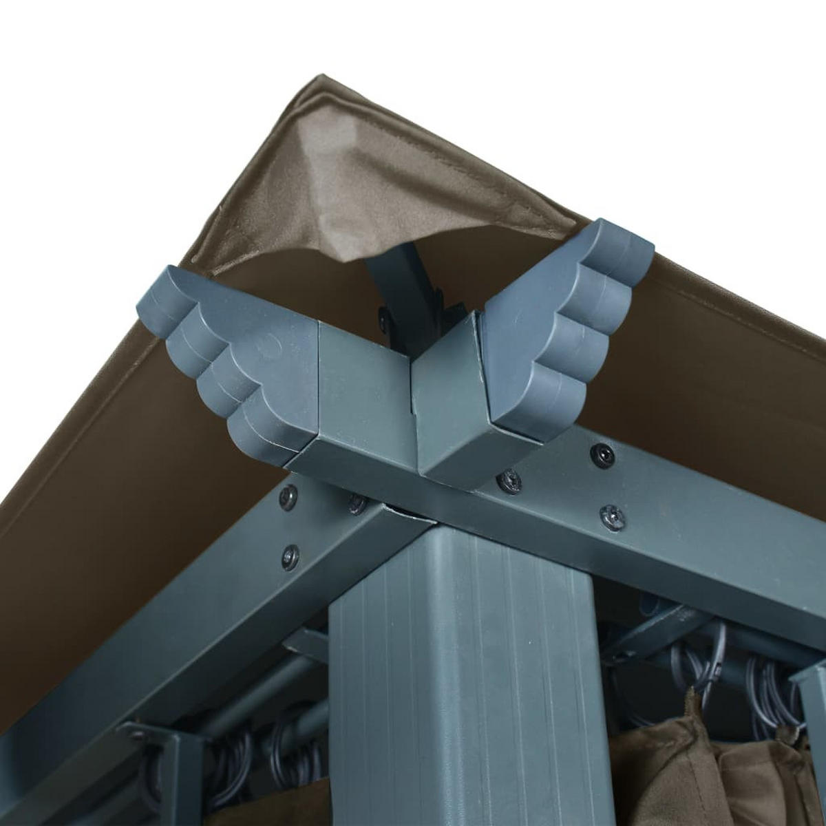 GARTENPAVILLON mit Vorhängen und LED-Lichterkette, 4/3/2,7 m, aus Aluminium, Taupe - Taupe, Textil (400/270/300cm) - vidaXL