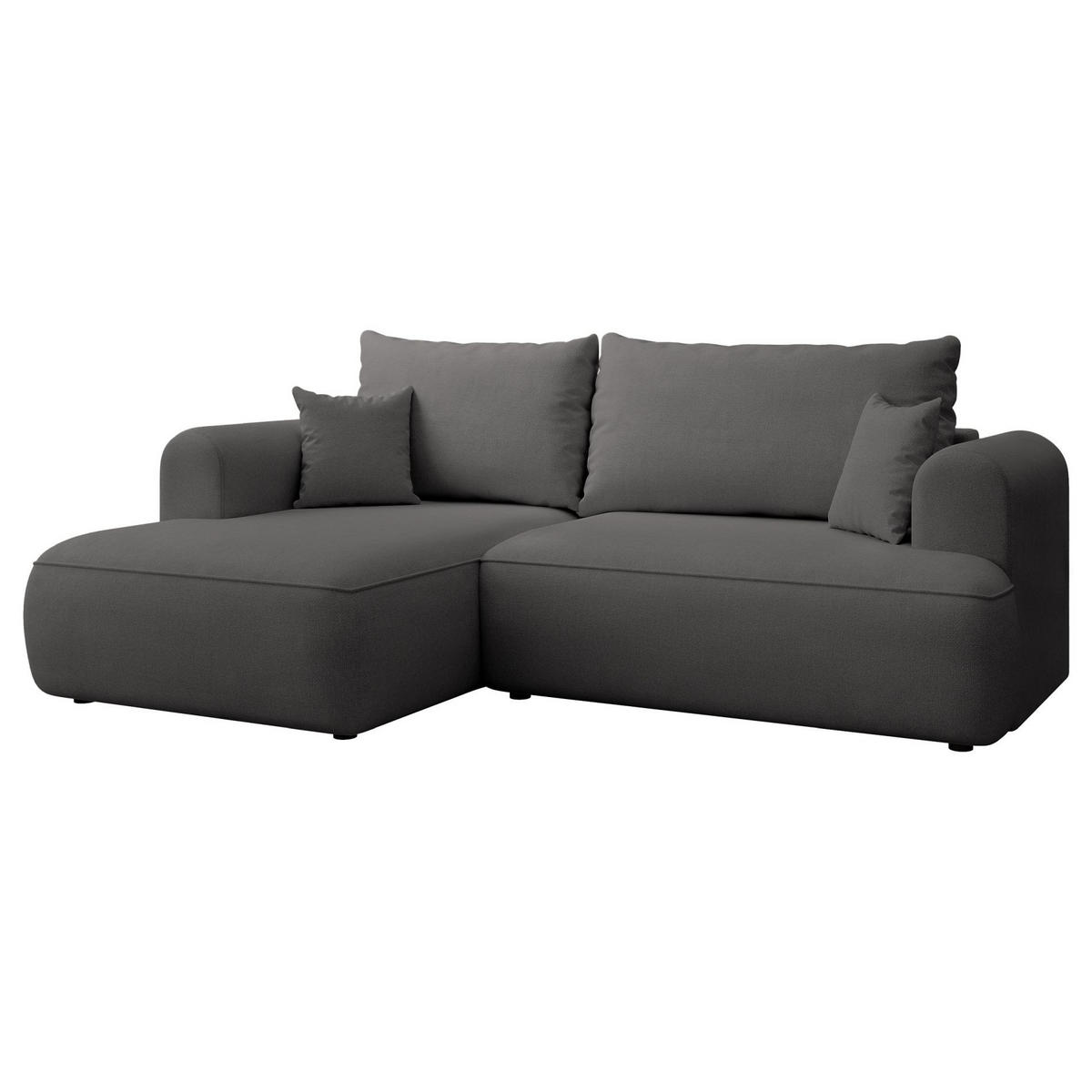 ECKSCHLAFSOFA Ovo Mini Dunkelgrau Easy-Clean-Chenille-Bezug - Dunkelgrau/Schwarz, Kunststoff/Textil (238/156cm) - Selsey