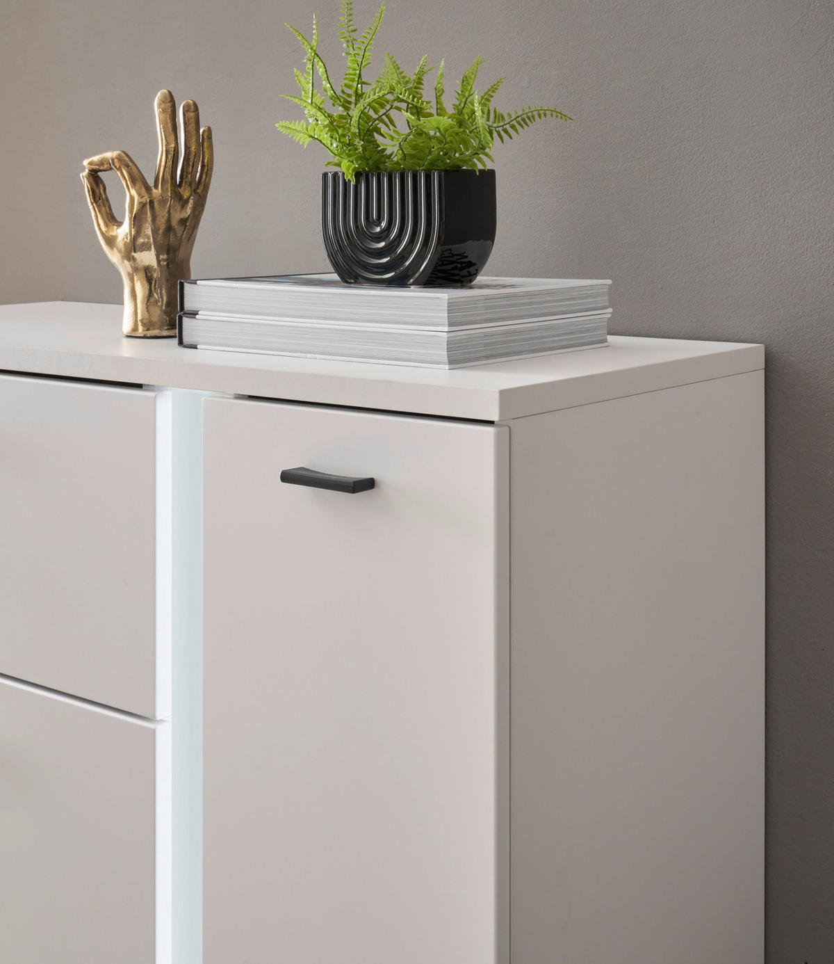 HIGHBOARD weiß matt, Kommode inklusive Frontbeleuchtung 100 x 125 cm - Weiß, Holzwerkstoff (100/125/42cm) - Furn.Design