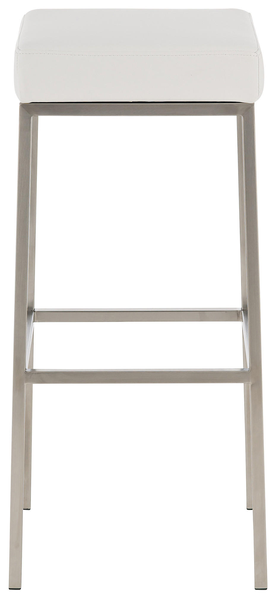BARHOCKER Lederlook Weiß - Edelstahlfarben/Weiß, Textil/Metall (37/85/37cm) - CLP