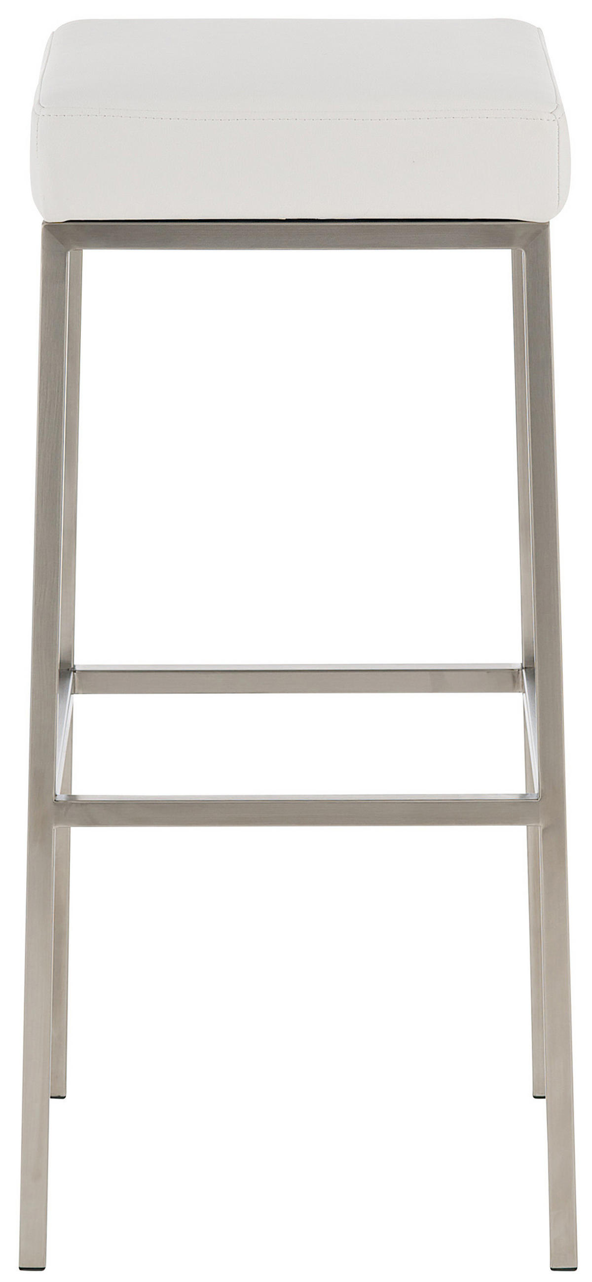 BARHOCKER Lederlook Weiß - Edelstahlfarben/Weiß, Textil/Metall (37/85/37cm) - CLP