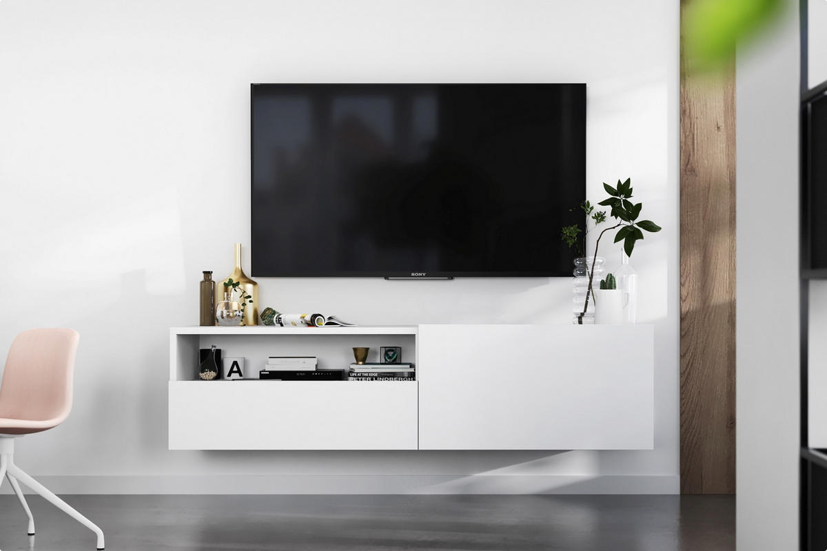 TV-SCHRANK Enjoy Weiß matt Schublade 120 cm - Weiß, Holzwerkstoff (120/30/35cm) - Meble Lindner