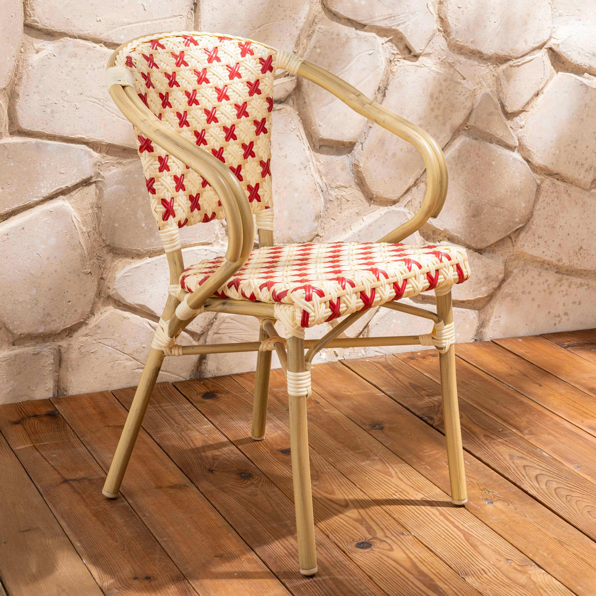 GARTENSTUHL, Rot - Rot, Holz (60/82/57cm) - Oviala
