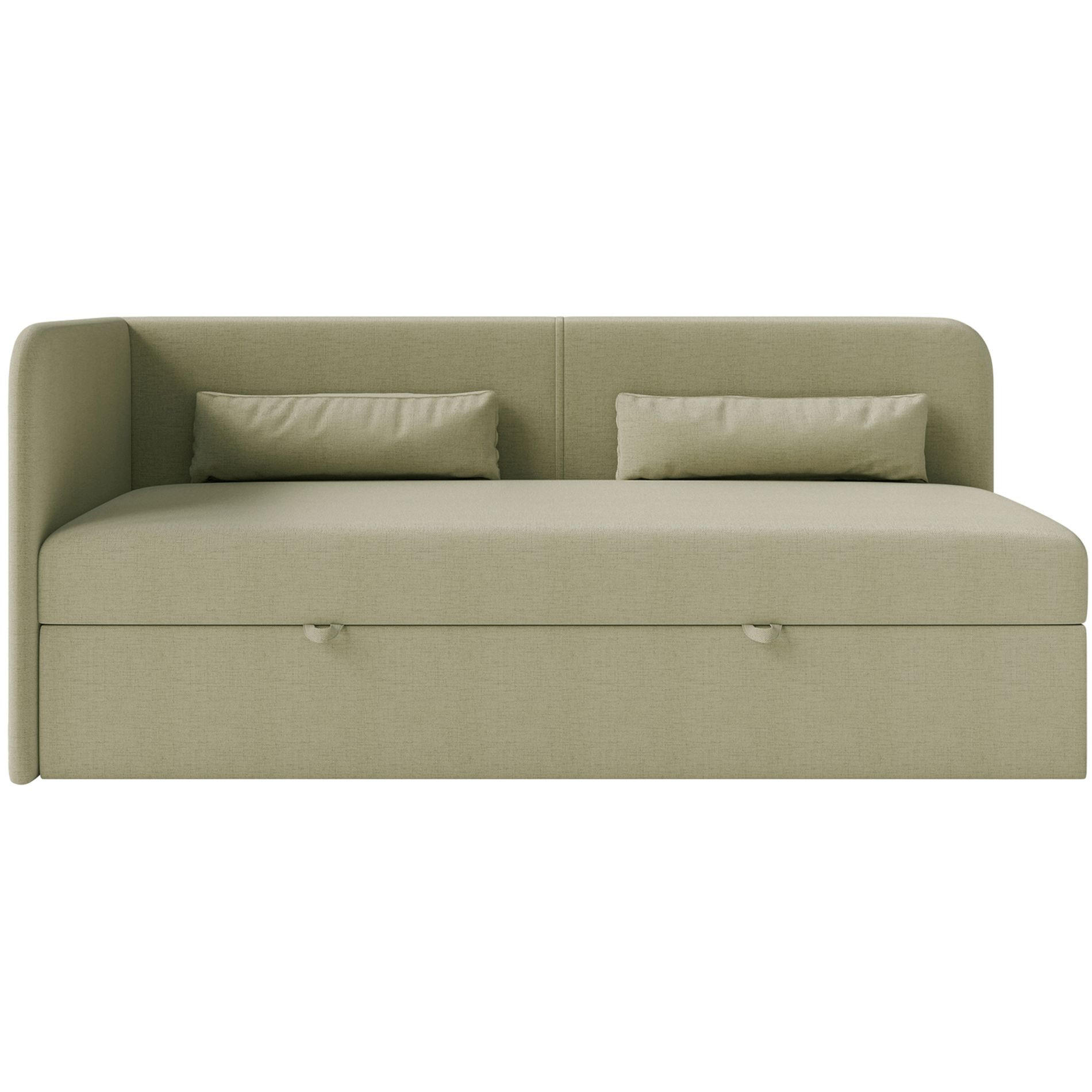 JUGENDBETT Calmmo Olivgrün mit Chenille-Bezug, Kopfteil links - Olivgrün, Textil (90/200cm) - Selsey