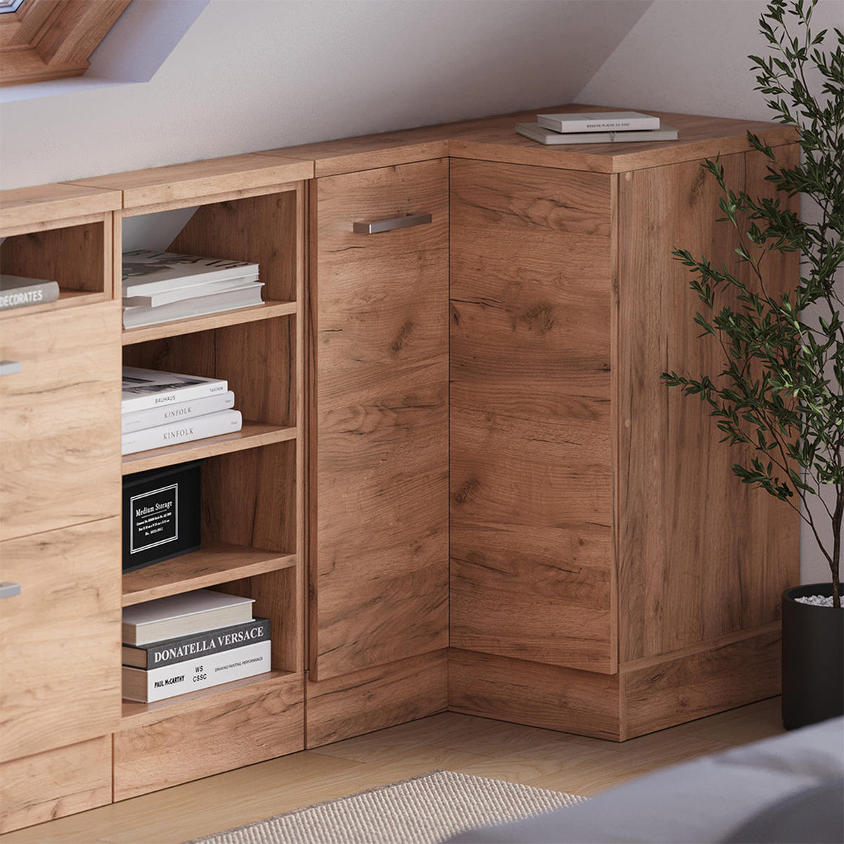 DACHSCHRÄGENSCHRANK ECKSCHRANK Rion Goldkraft Eiche 75.6 x 81.6 cm mit 1 Tür - Honigeiche, Holzwerkstoff (75.6/81.6/75.6cm) - Vicco