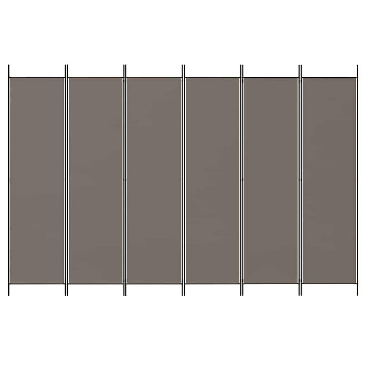 PARAVENT 6-TLG. Anthrazit 300/200 Cm Stoff - Anthrazit, Textil (300/200/300cm) - vidaXL