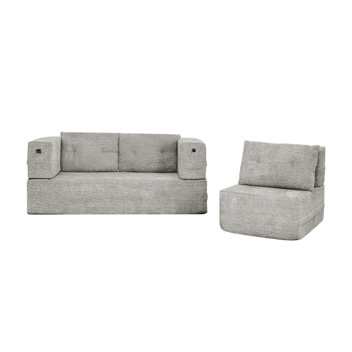 SITZGARNITUR DE-35041 2-in-1 mit Schlaffunktion Hellgrau - Hellgrau, Textil (194/39/199cm) - ComfortXL