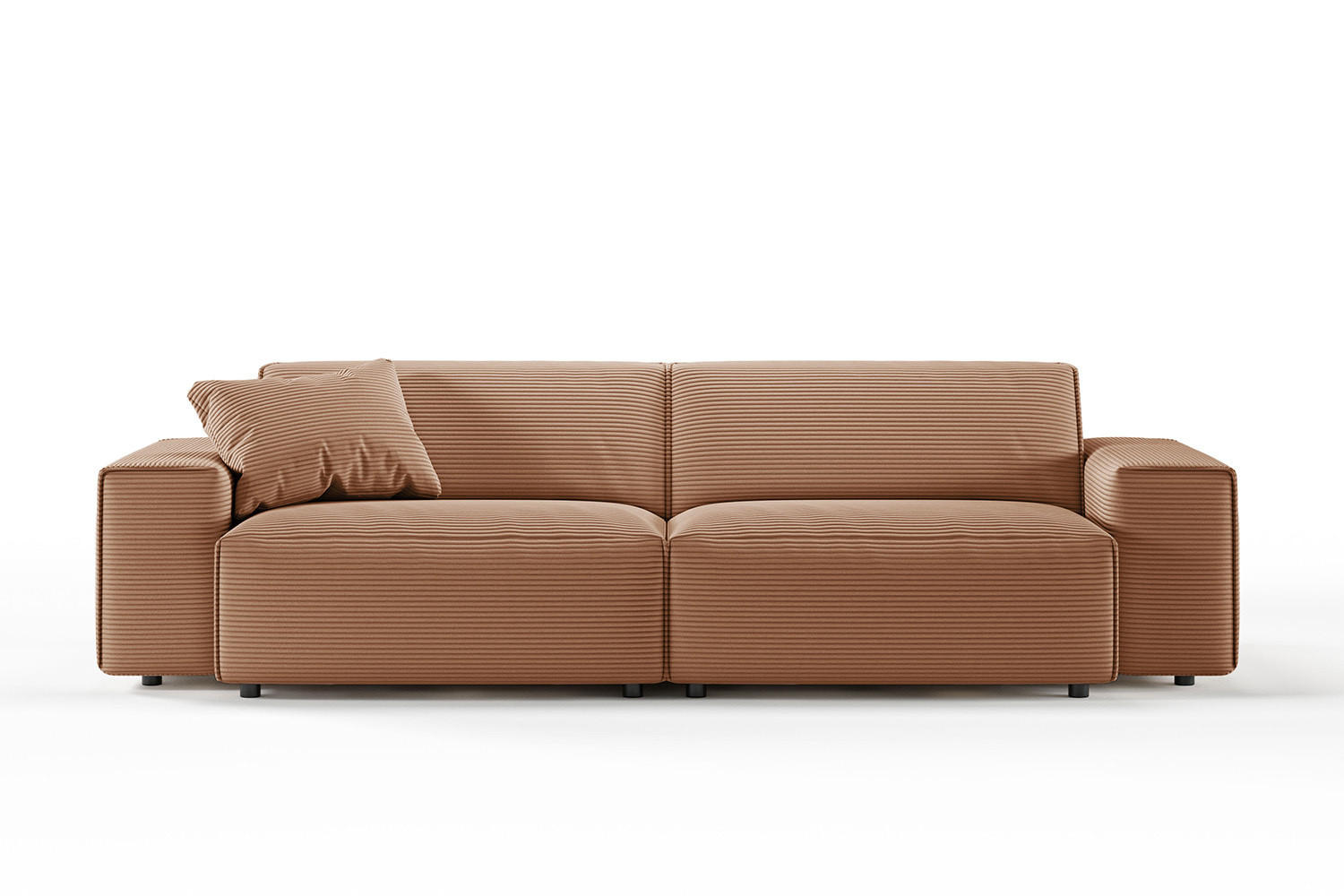 SOFA RANI Braun Cord - Dunkelbraun/Schwarz, Kunststoff/Textil (256/71/101cm) - KAWOLA