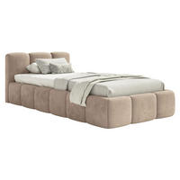 POLSTERBETT Cloudy Low Beige Samt, 90x200 cm - Beige/Schwarz, Kunststoff/Textil (90/200cm) - Selsey
