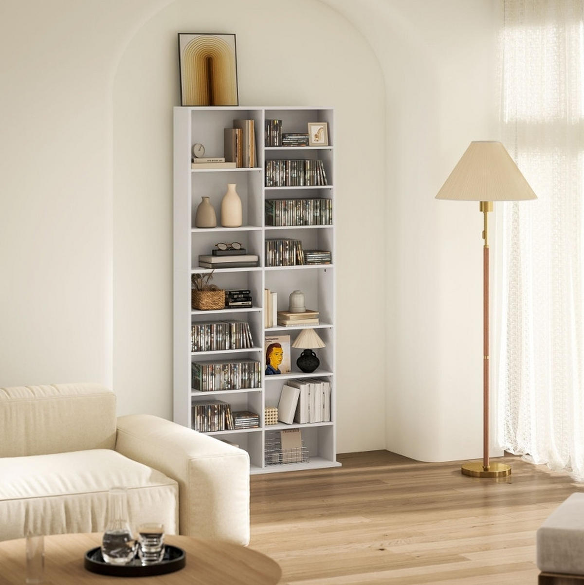 CD-REGAL mit 14 verstellbaren Böden 78,5 x 24 x 175 cm Weiß - Weiß, Holzwerkstoff (24/175/78.5cm) - Beauniv