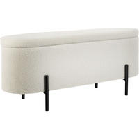 SITZBANK Lanja,97 x 36 x 42 cm,Bouclé creme-weiß - Creme/Weiß, Holz (36/42/97cm) - tectake