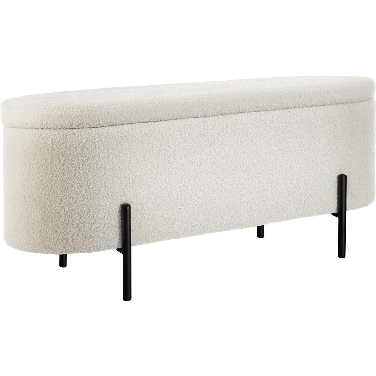SITZBANK Lanja,97 x 36 x 42 cm,Bouclé creme-weiß - Creme/Weiß, Holz (36/42/97cm) - tectake