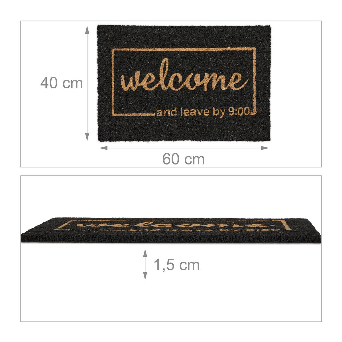 FUSSMATTE - Schwarz, Kunststoff/Textil (60/40cm) - Relaxdays