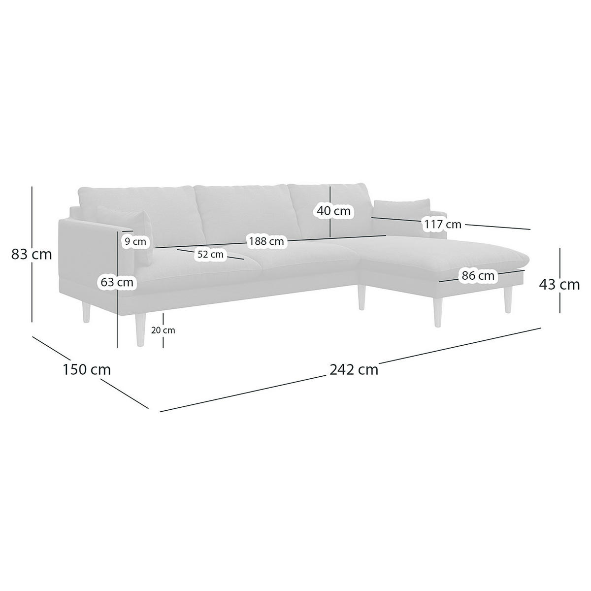 ECKSOFA - Buchefarben/Hellgrau, Holz/Buchenholz (242/150cm) - home24