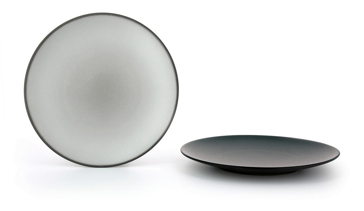 TELLER / DESSERTTELLER FLACH EQUINOXE 21,5 cm Pfeffer - Hellgrau, Keramik (21.5cm) - Revol Porcelaine France