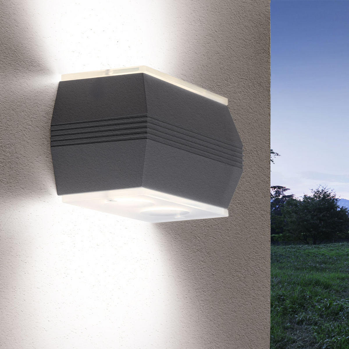 LED AUSSEN-WANDLEUCHTE Aluminium Silber - Silberfarben, Glas (9.5/11.5/18cm)