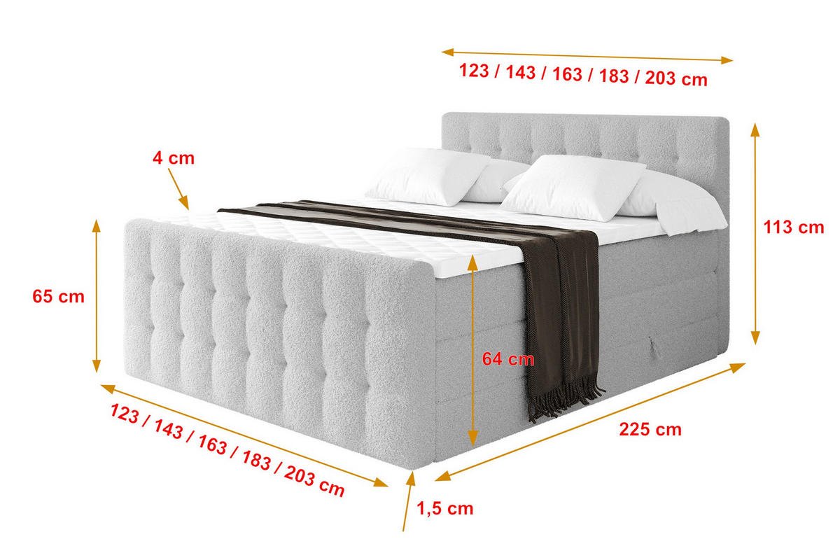 BOXSPRINGOVÁ POSTEL s matrací H3/H4 - IGAN-Z KING - 160x200 cm Světle šedá - stříbrná, kompozitní dřevo (163/200cm) - ALTDECOR