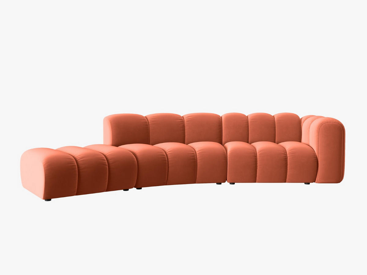 SOFA modular links Lupine aus Samt koralle 5 Sitzplätze - Koralle, Textil (166/70/335cm) - Micadoni