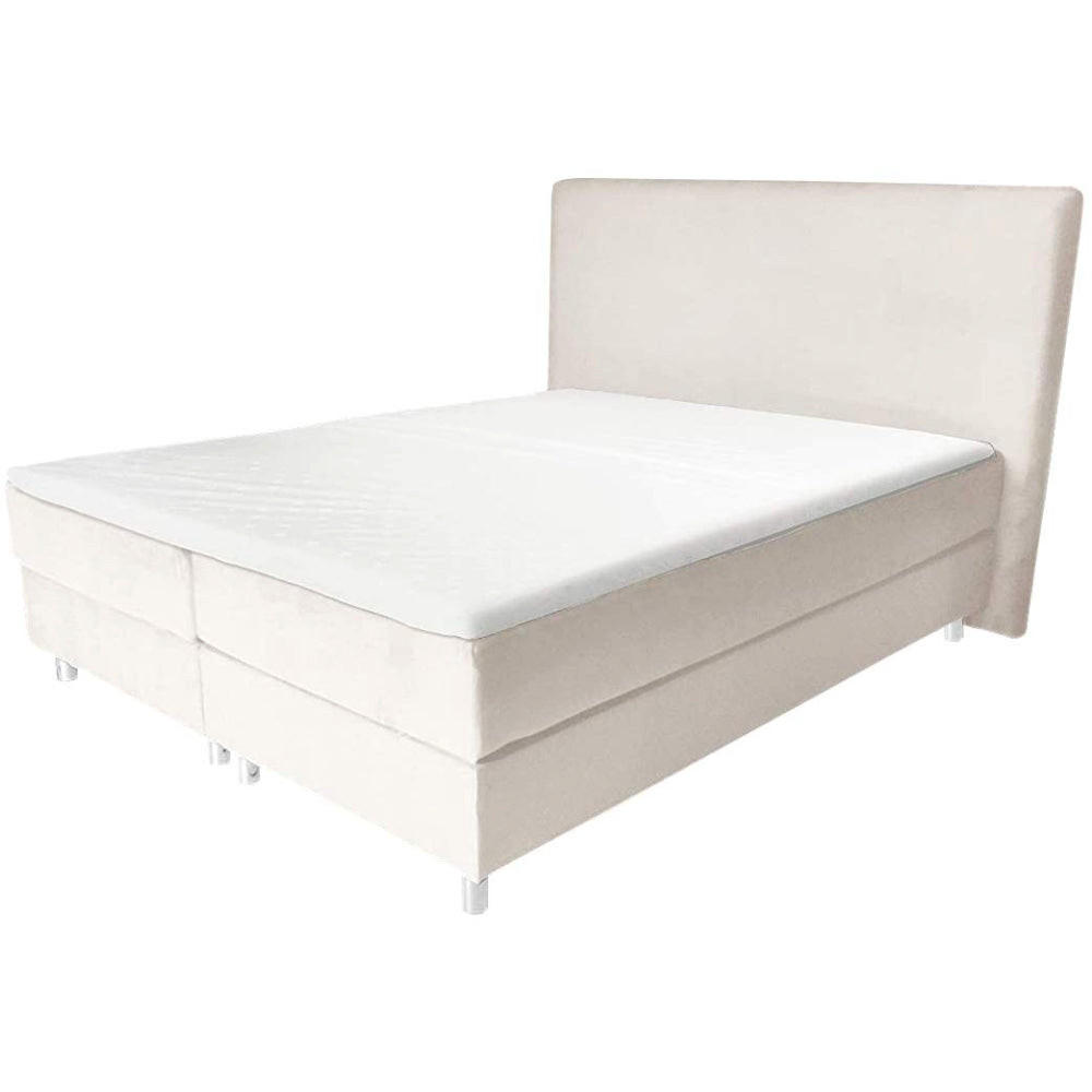 BOXBETT AMELIA mit Luxus 7-Zonen Taschenfederkernmatratze oder Bonellfederkernmatratze in Härtegrad H2, H3, H4 viele Farben und Größen - Creme, Holz/Holzwerkstoff (180/200cm) - Best For Home
