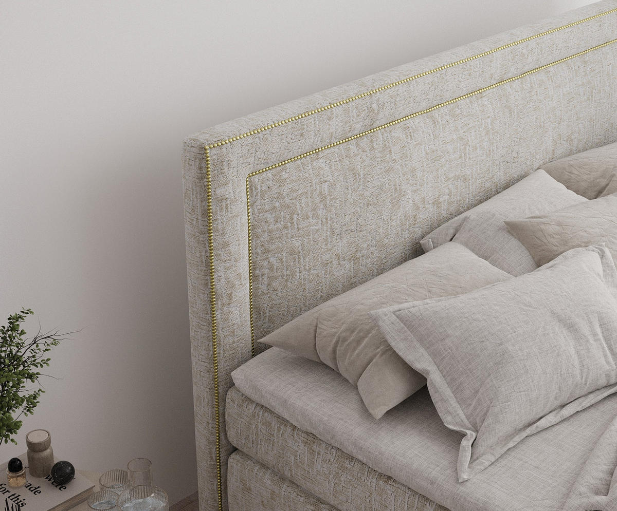 BOXSPRINGBETT Luxora Beige 140/200 cm - Beige/Schwarz, Holz/Holzwerkstoff (140/200cm) - Maison de Reve