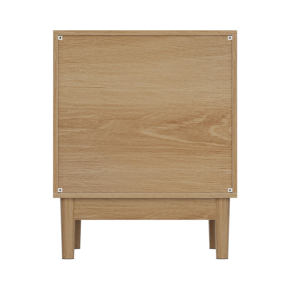 NACHTTISCH eichen-optik & latten-design mit 2 schubladen & goldgriffen - Eichefarben, Holzwerkstoff (45/56.5/39cm) - Urban Meuble