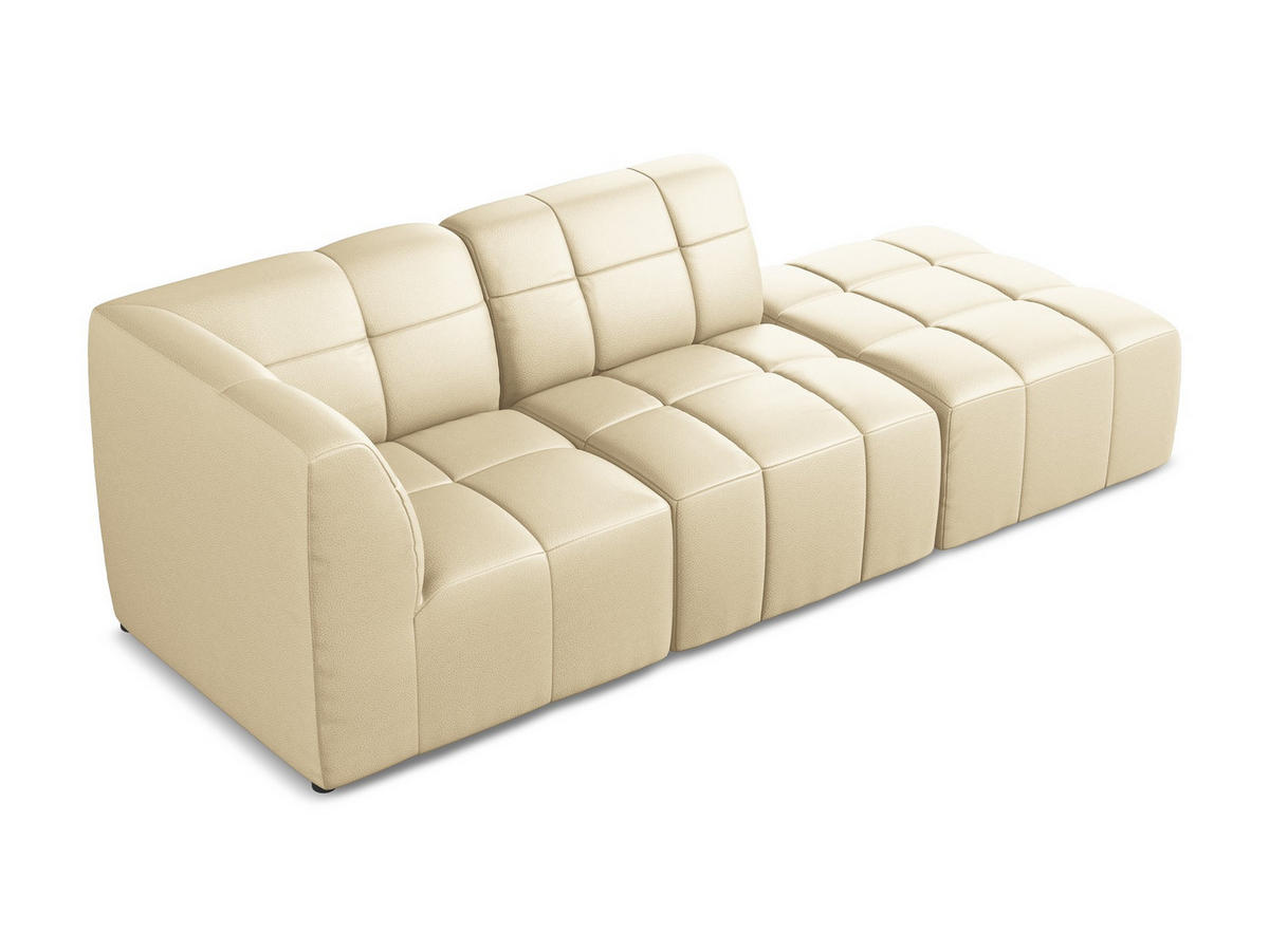 ECKSOFA Rechts Kunstleder Beige - Beige/Schwarz, Holzwerkstoff/Kunststoff (240/90cm) - Makamii
