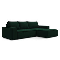 ECKSOFA mit Schlaffunktion Samt Stoff Grün - Dunkelgrün/Schwarz, Kunststoff/Textil (290/185cm) - Makamii