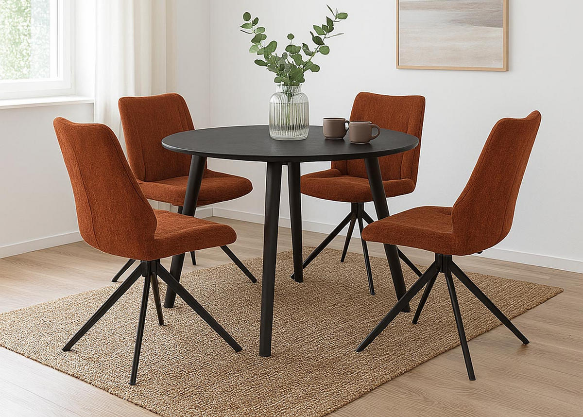 ESSZIMMERSTUHL Schwarz, Rotbraun 2er-Set - Rotbraun/Schwarz, Textil (55/88/62cm) - MCW