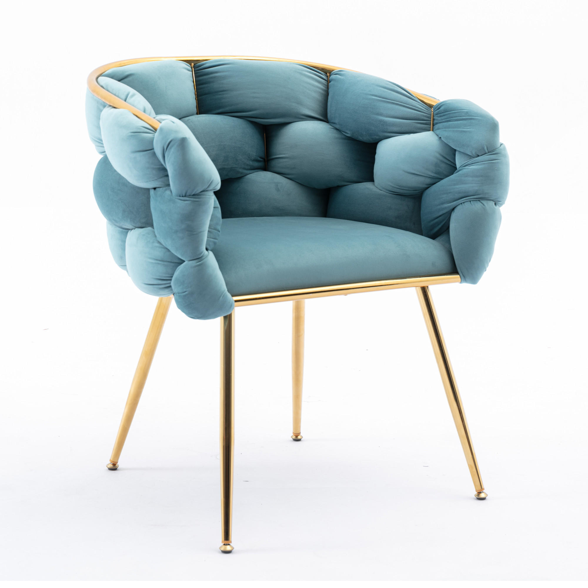 SESSEL Samt Blau mit Metallgestell für Schlafzimmer, Wohnzimmer, Esszimmer - Blau, Textil/Metall (73/75/56cm) - WISHDOR