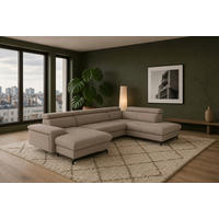 WOHNLANDSCHAFT Vaasa mit Schlaffunktion - Mauve, Kunststoff/Textil (328/81/215cm) - foamnova