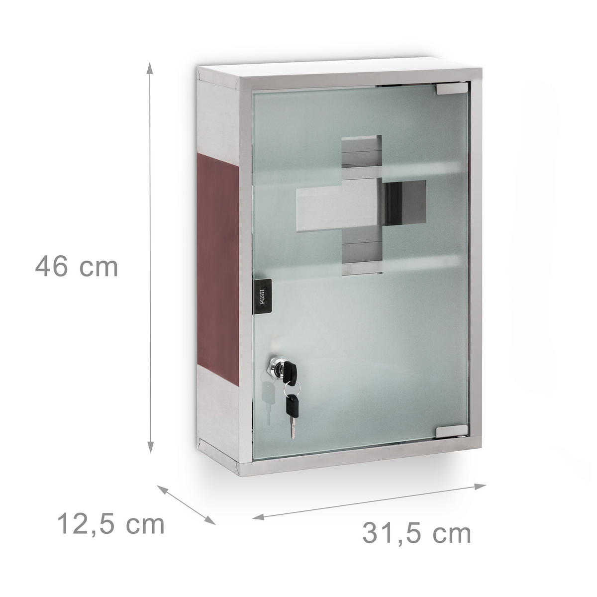 MEDIZINSCHRANK - Multicolor, Glas/Metall (30/45/12cm) - Relaxdays
