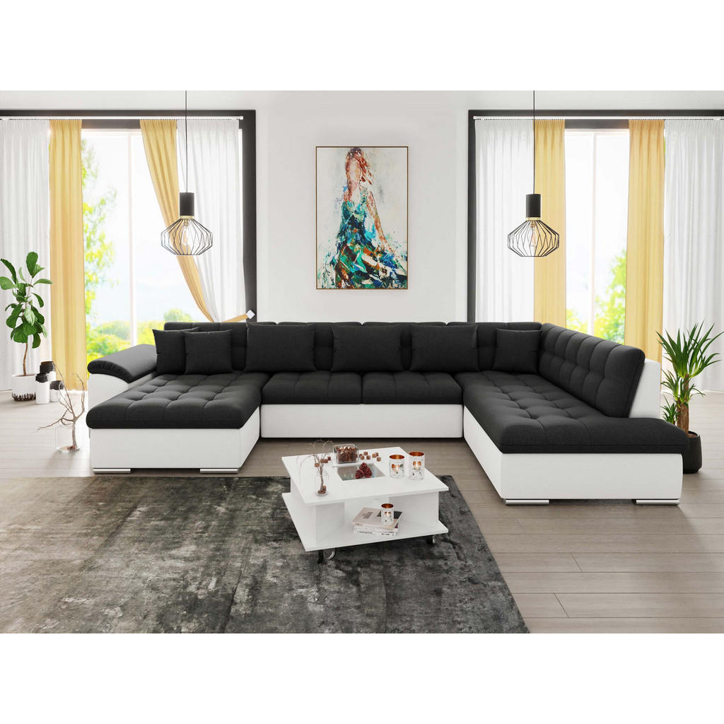 Thumbnail - Mirjan24 Wohnlandschaft, Weiß Hochglanz, Textil, 7-Sitzer, U-Form,Rechteckig, 348x76x205 cm, Wohnzimmer, Sofas & Couches...