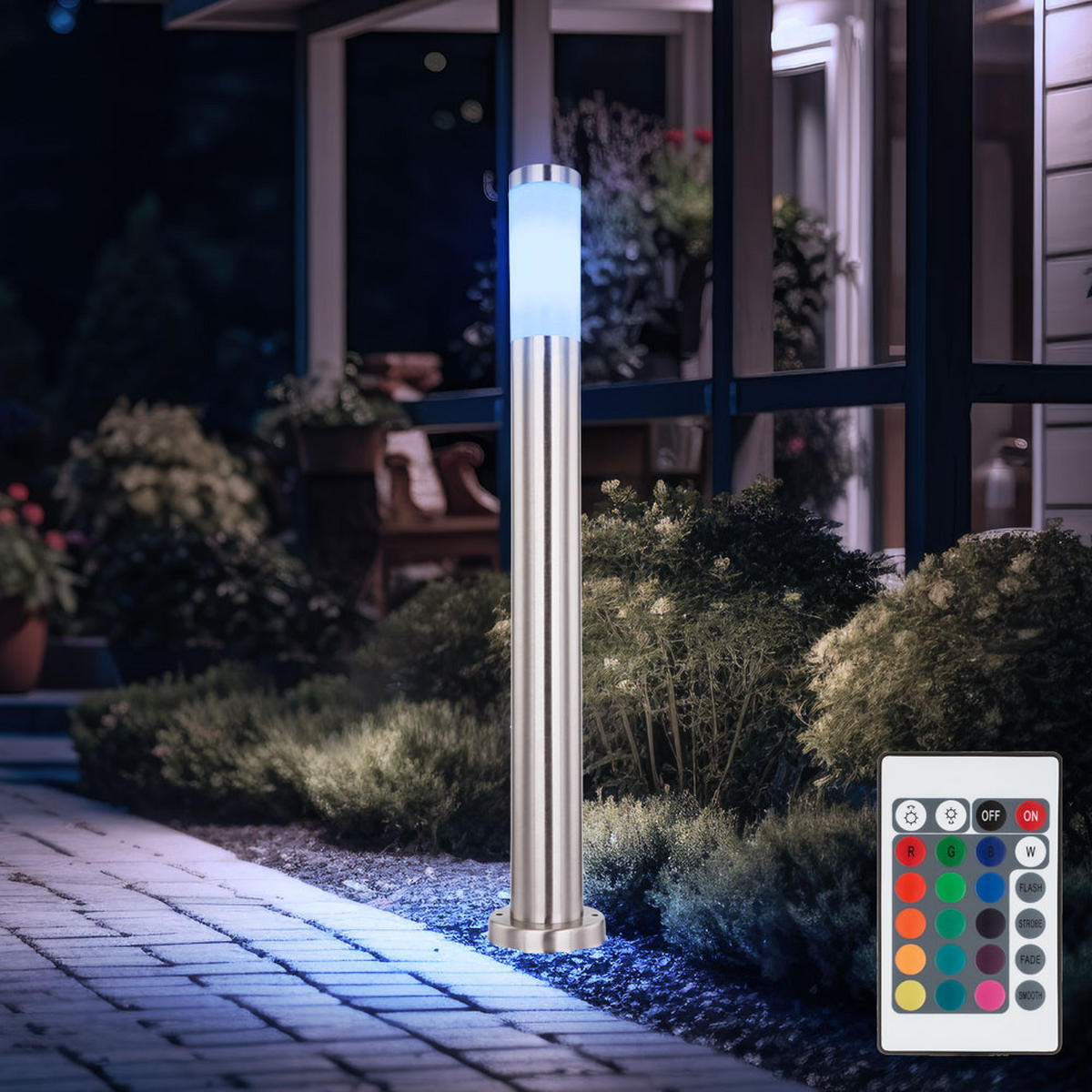 LED WEGELEUCHTE Edelstahl Silber 4er Set - Silberfarben, Metall (11/80/80cm) - Globo Lighting