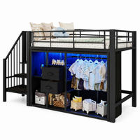 BETT halbhoch mit 2 Schubladen 90x200 cm Metall Schwarz - Schwarz, Metall (90/200cm) - Meubliv