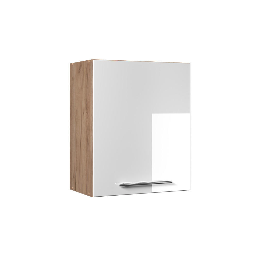 HÄNGESCHRANK Fame-Line, Weiß Hochglanz, 60 cm - Eichefarben/Weiß Hochglanz, Holzwerkstoff (60/72/34.1cm) - Vicco