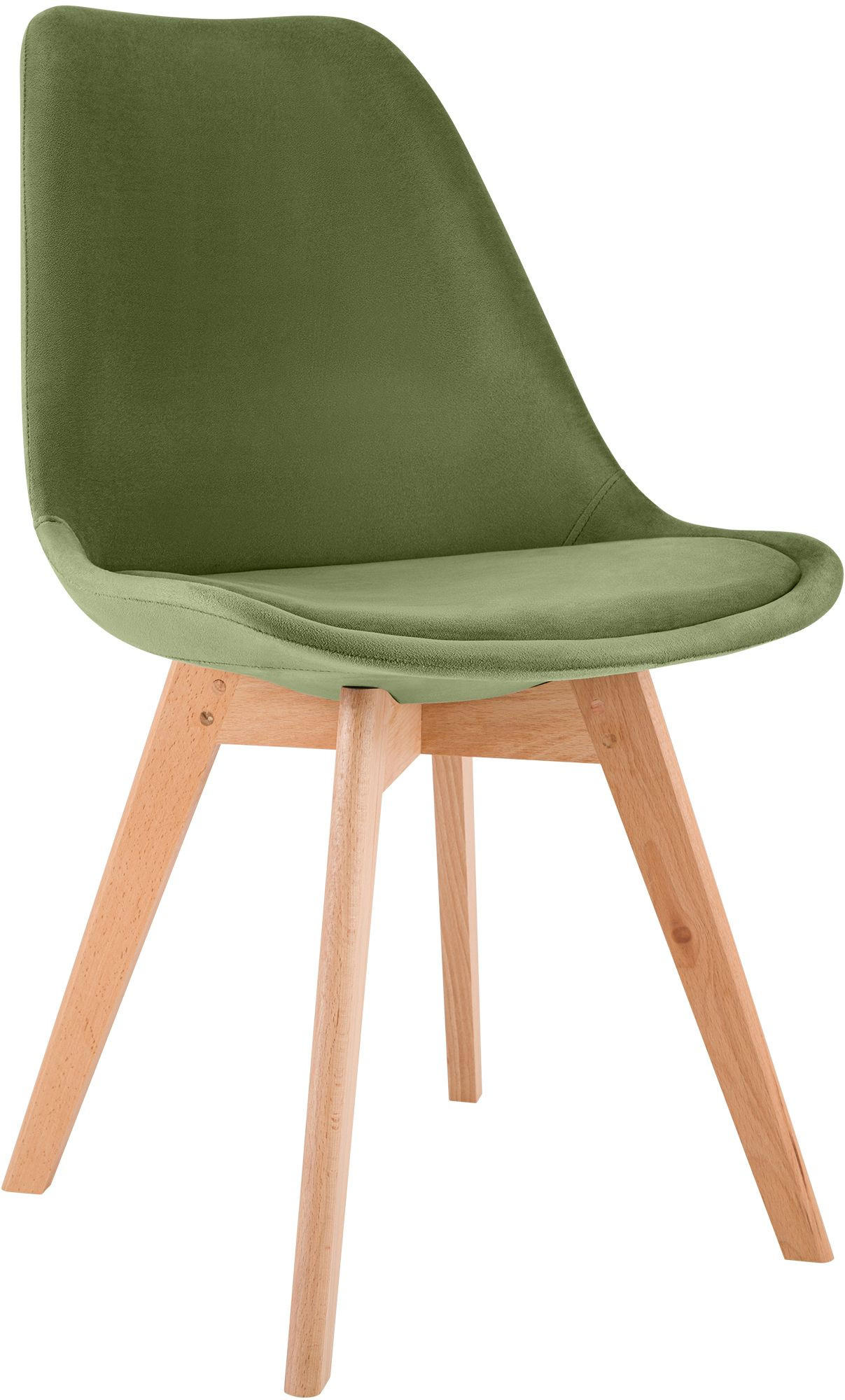 STUHL Samt hellgrün - Eukalyptusholzfarben/Hellgrün, Holz/Textil (49/83/50cm) - CLP
