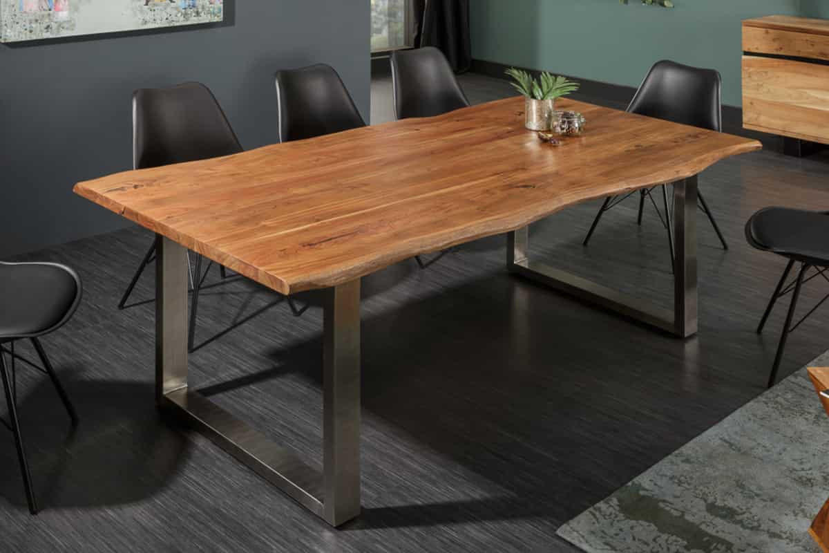ESSTISCH MAMMUT NATURE Akazie 160cm - Silberfarben/Braun, Holz/Metall (90/160/75cm) - riess-ambiente