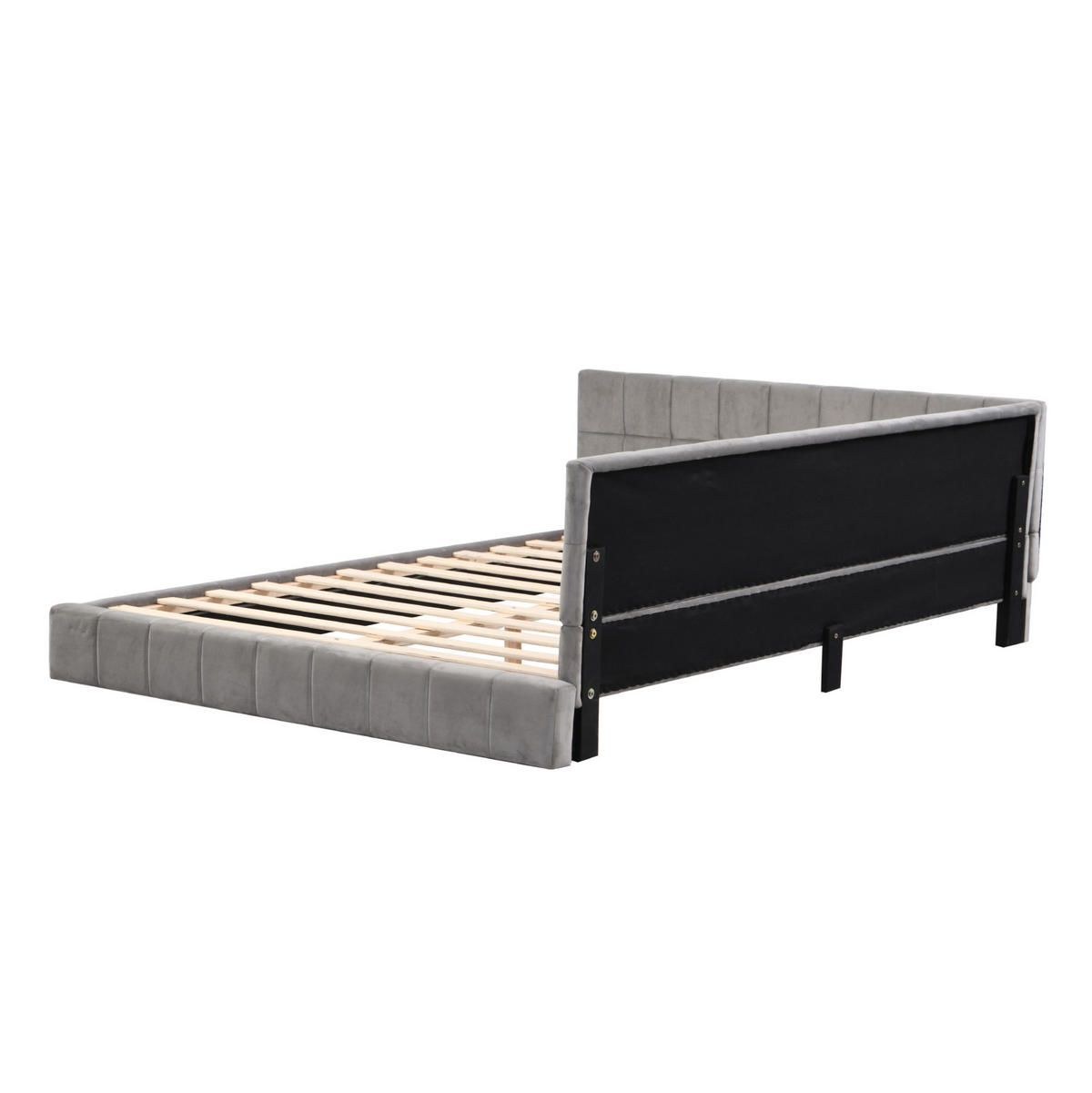 POLSTERBETT 140/200 cm Grau aus Stoff mit Lattenrost - Grau, Leder (140/200cm) - OKMYHOME