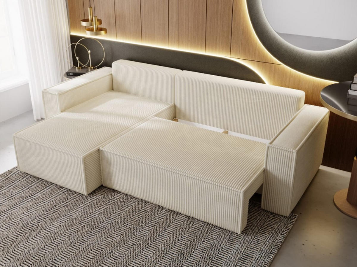 ECKSOFA Prato Beige Links - Beige/Schwarz, Holz/Kunststoff (170/280cm) - Graingold