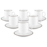 KAFFEEBECHER MIT UNTERTASSEN Sento Home Pure Lines Chocolate Brown 400 ml 6er Set - Dunkelbraun, Keramik (0.4L) - Seltmann Weiden