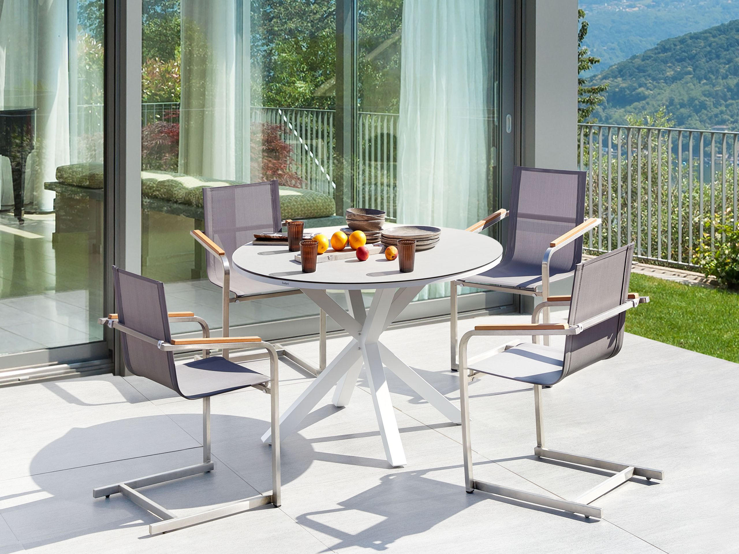 GARTENMÖBEL-SET 4-Sitzer Grau Maletto/Cosoleto - Beige/Silberfarben, Metall - Beliani
