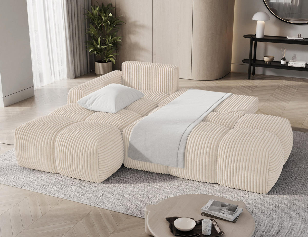ECKSOFA VITTARIO mit Schlaffunktion & Bettkasten – Modernes L-Sofa 227 cm, inklusive Kissen - Weiß, Kunststoff (227/95cm) - Wohnideebilder