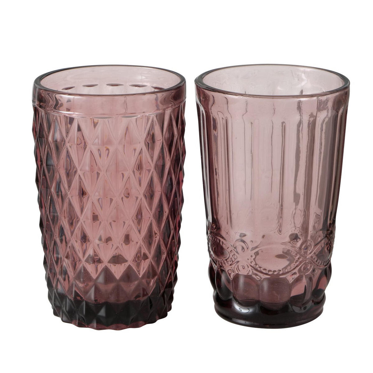 TRINKGLAS aus rosa Glas Aurora Muster 1 300 ml 8/8/13 cm - Rosa, Glas (0.3L) - Boltze Home
