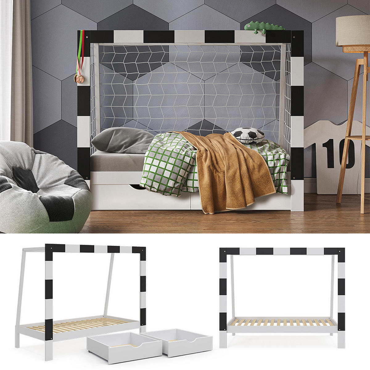 DĚTSKÁ POSTEL Fußballtor Bílá - bílá, dřevo - VitaliSpa