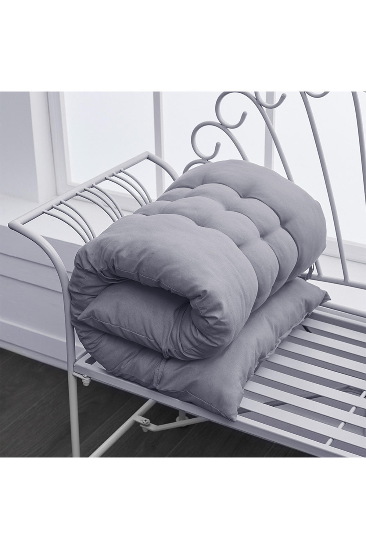 LIEGESTUHLKISSEN aus Baumwollmischung in Grau Dickes weiches und bequemes für den Außenbereich 48 x 125 cm - Grau, Textil (48/125cm) - Livingandhome