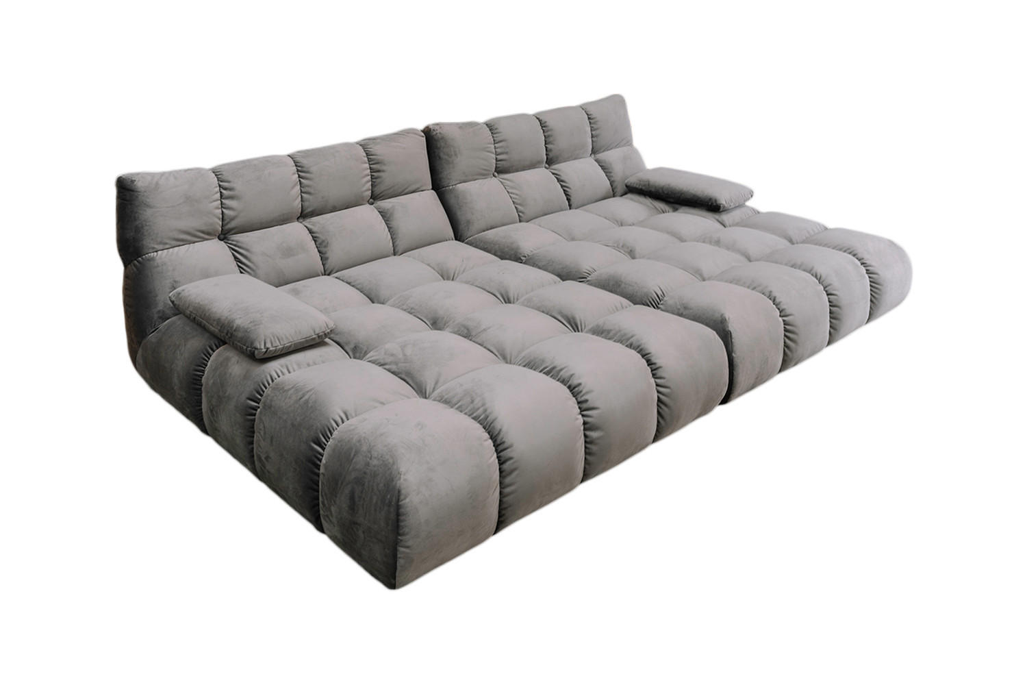 BIG SOFA VIVIEN Steingrau Velvet - Schwarz/Grau, Kunststoff/Textil (296/85/178cm) - KAWOLA