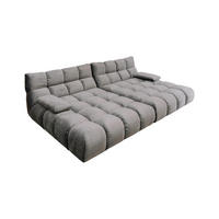 BIG SOFA VIVIEN Steingrau Velvet - Schwarz/Grau, Kunststoff/Textil (296/85/178cm) - KAWOLA