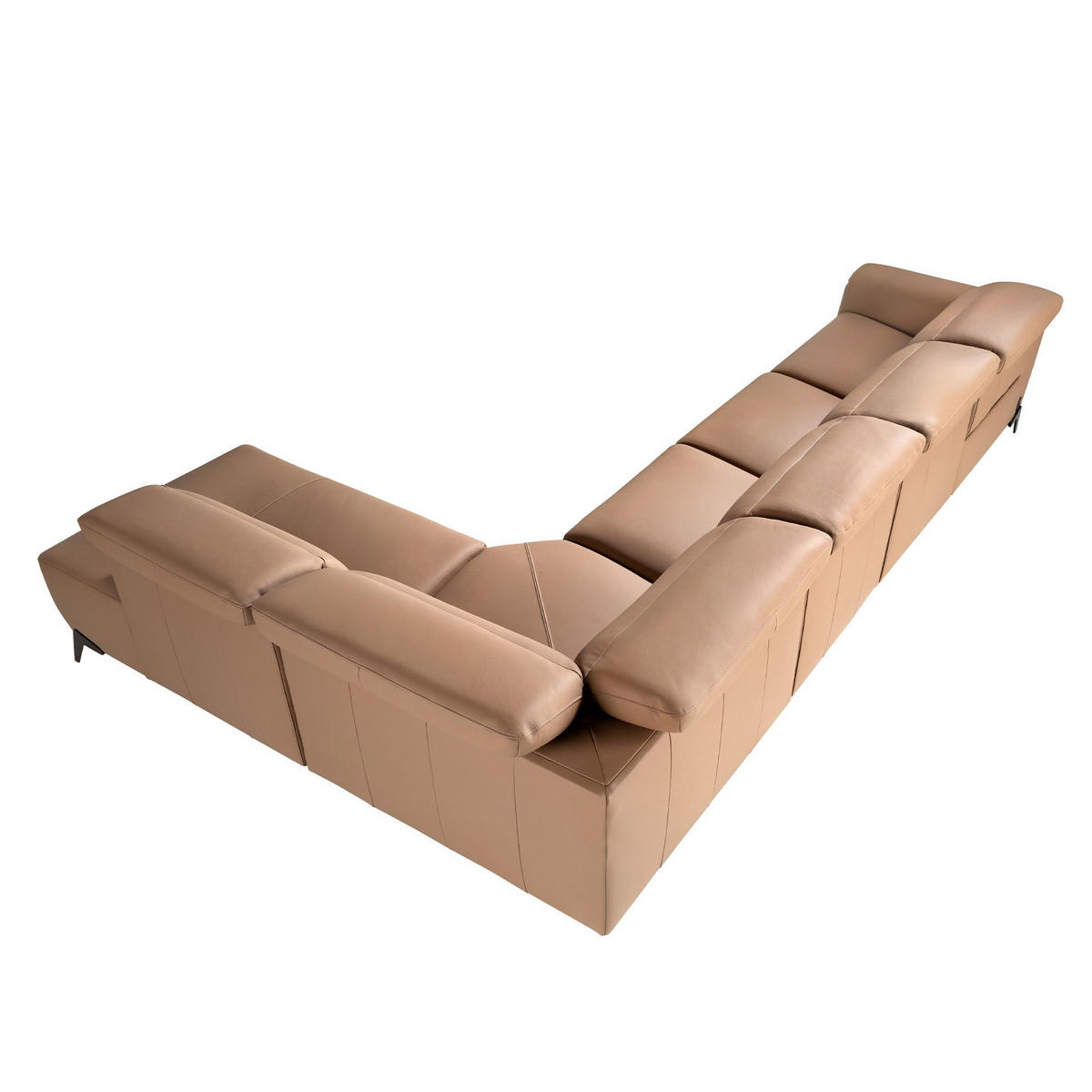 ECKSOFA Modulares Relax-Chaiselongue-Sofa rechts aus braunem Leder 376/240/104cm - Ecru/Hellbraun, Leder/Holz (376/240cm) - ANGEL CERDA